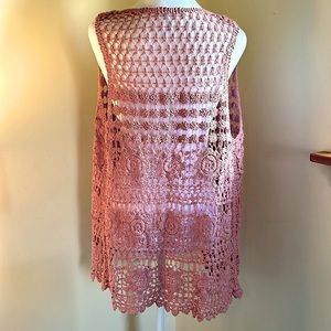 NWOT - Pink Crochet Vest - One Size Fits Most but would fit Small best